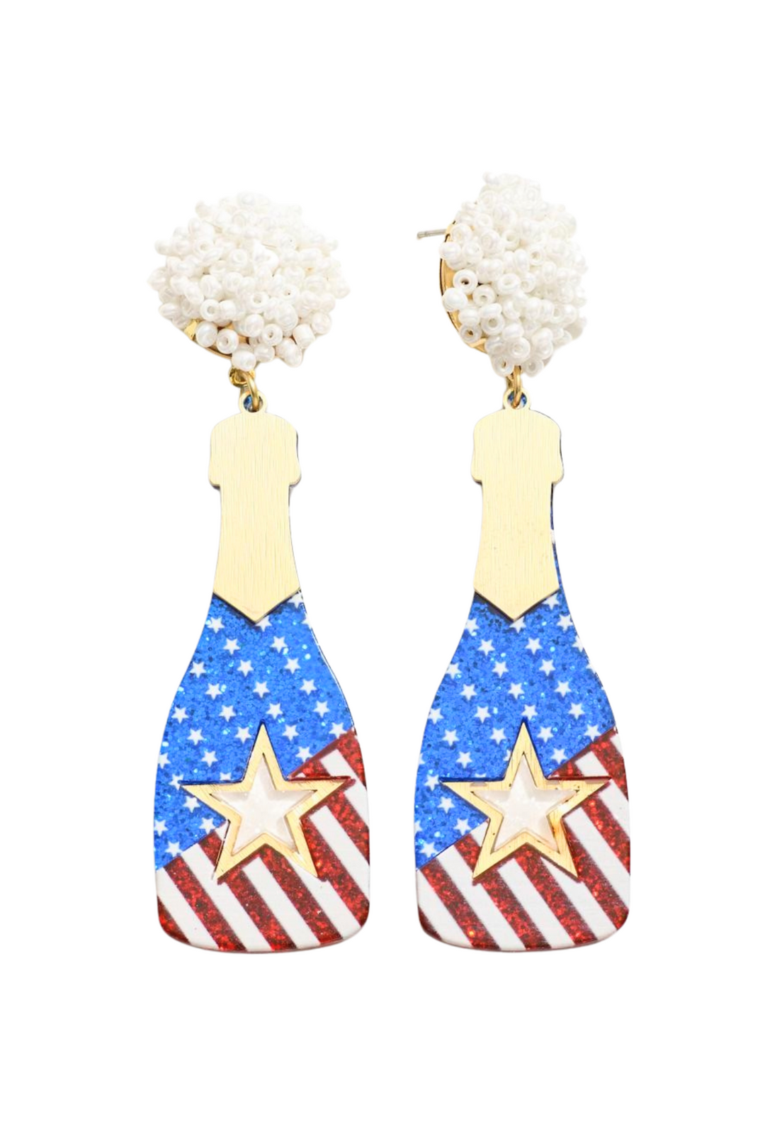 American Champagne Bottle Earrings
