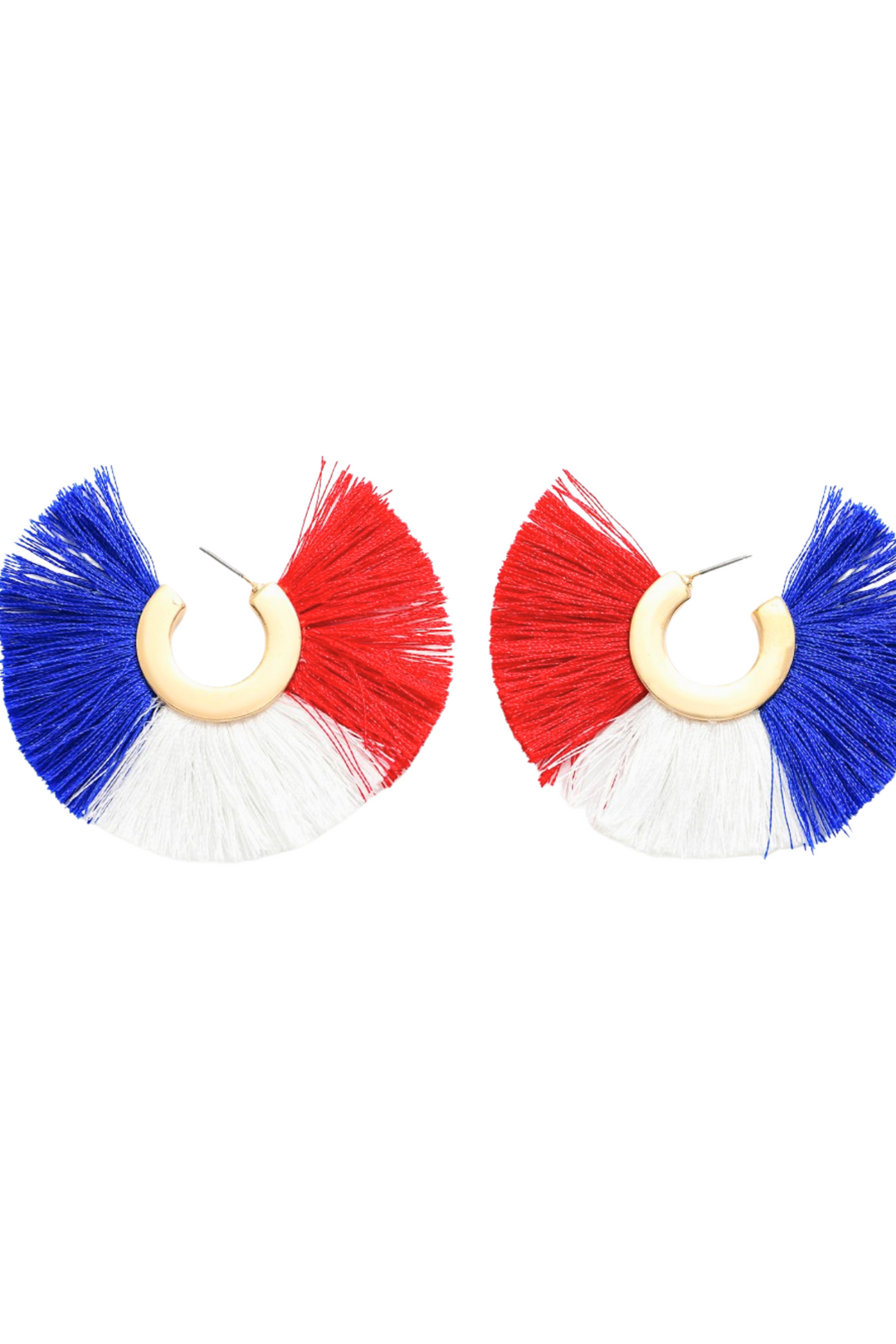 American Flag Fan Tassel Earrings
