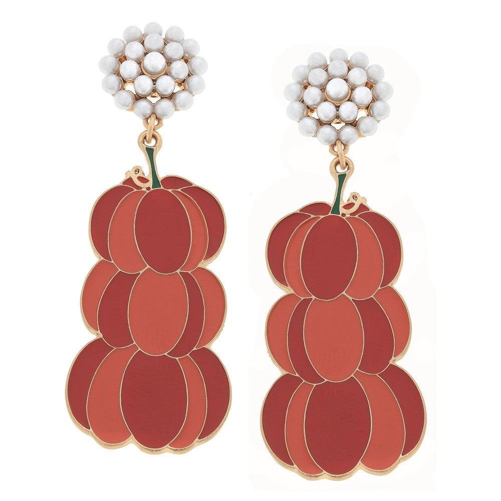 Pearl Cluster with Stacked Pumpkin Earrings