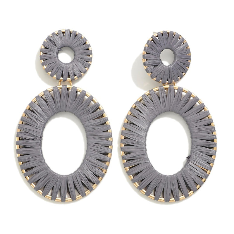 Raffia Wrap Oval Drop Earrings