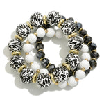 Print Wood Bead Stretch Bracelet