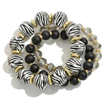 Print Wood Bead Stretch Bracelet