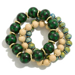 Print Wood Bead Stretch Bracelet
