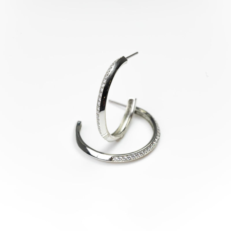 Michelle McDowell Medium Silver Hoop Earrings