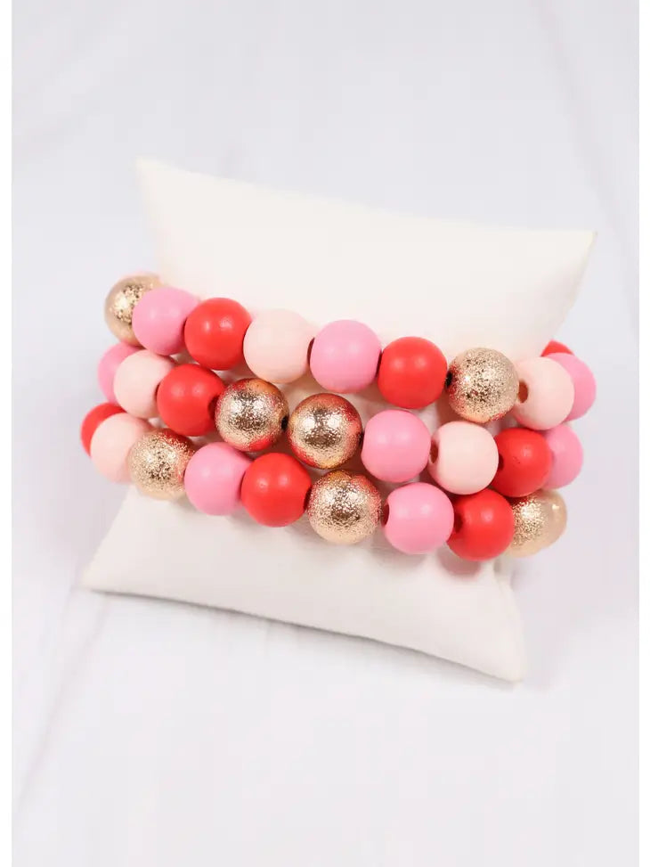 Pink Multi Ball Stretch Bracelet