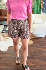 Leopard Print Shorts with Pink Trim