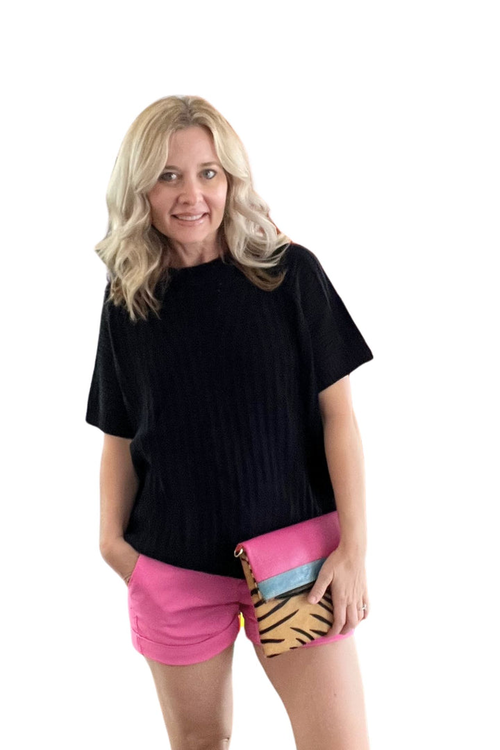 Loose Fit Knit Short Sleeve Top