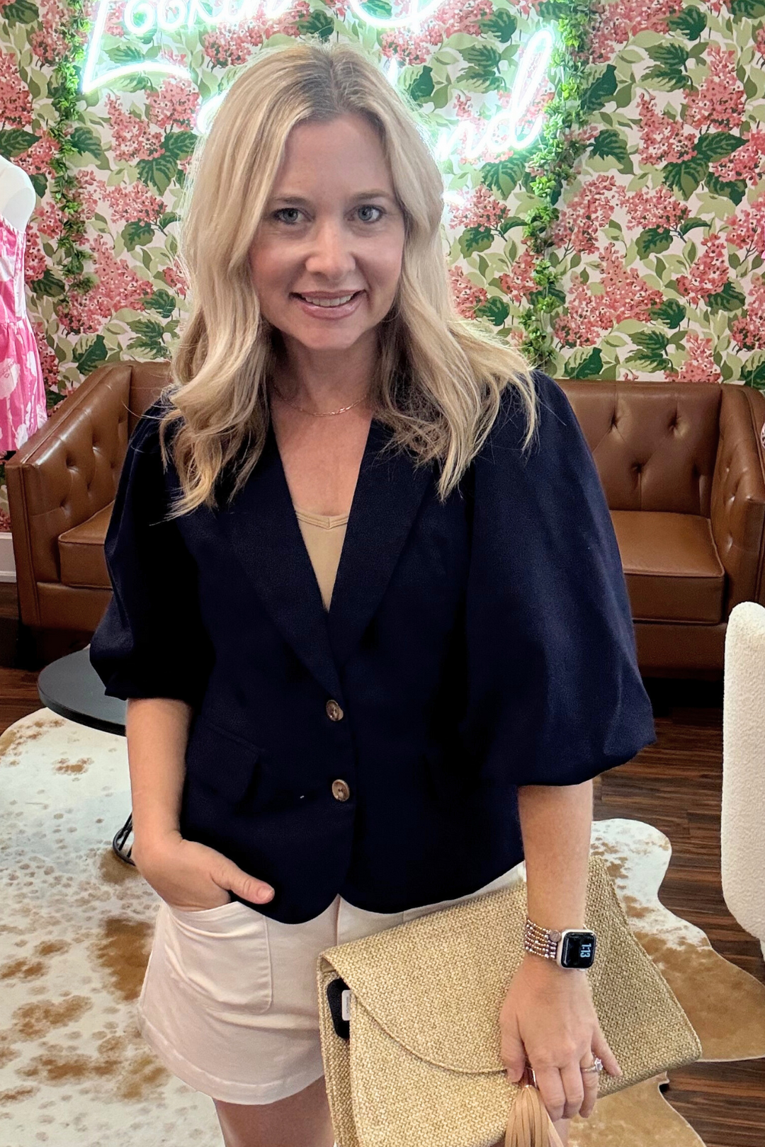 Bubble Half Sleeve Blazer features trendy bubble sleeves that stop just above the elbow, creating a fresh and stylish silhouette.