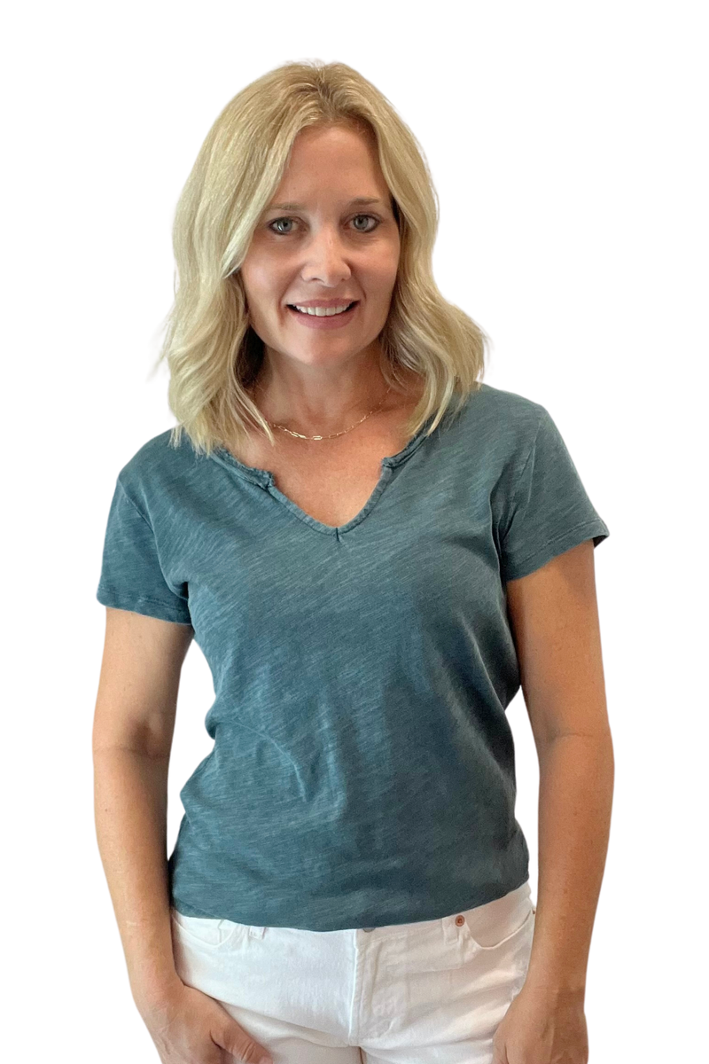 Anaya Notch Neck Slub Tee