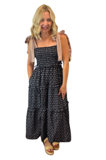 Floral Print MIdi Dress with Tie Sleeves