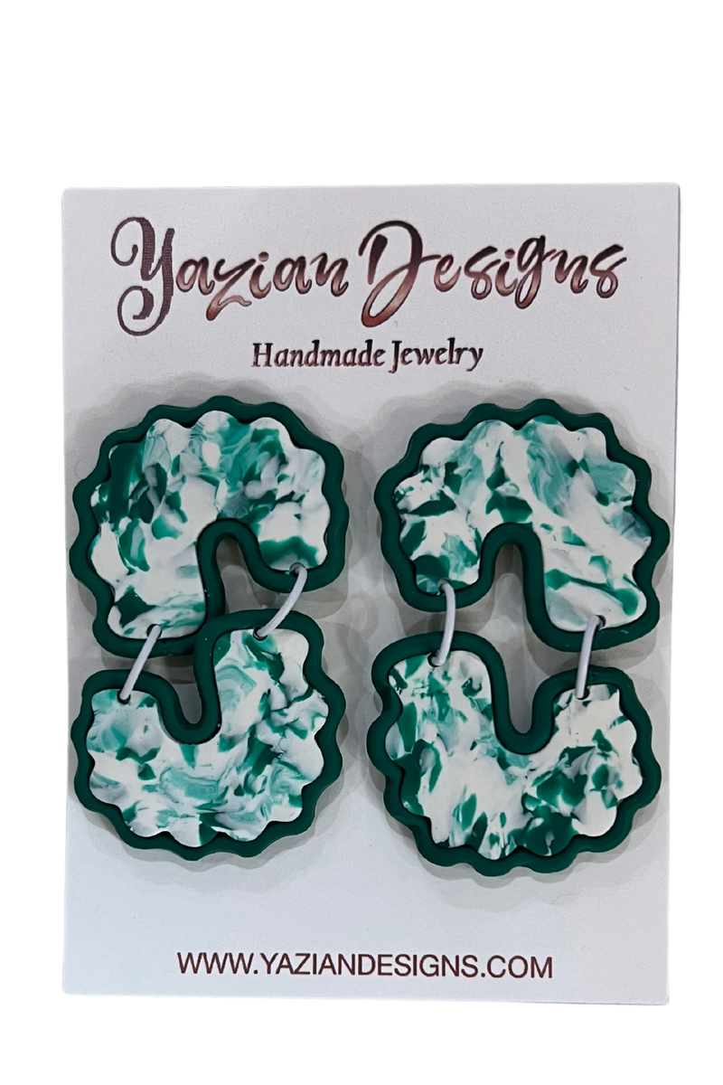 Yazian Designs Green and White Earring Collection