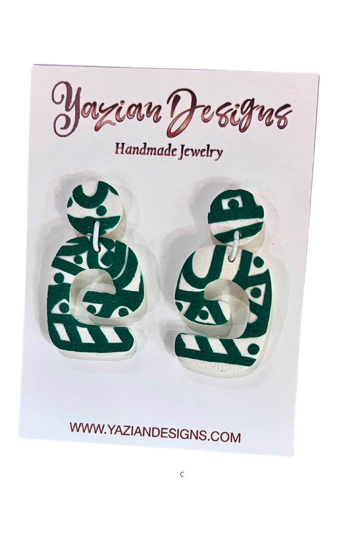 Yazian Designs Green and White Earring Collection