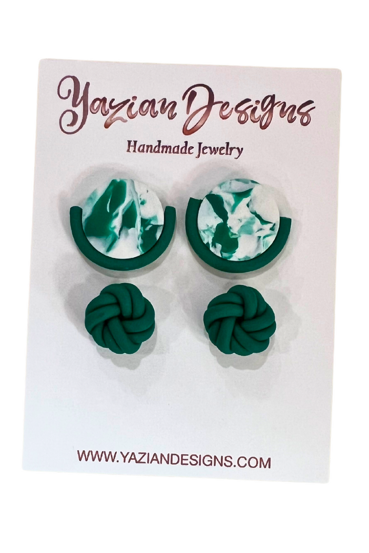Yazian Designs Green and White Earring Collection