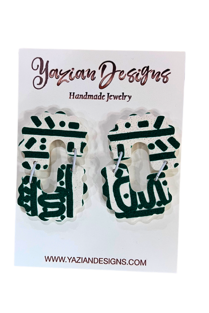 Yazian Designs Green and White Earring Collection