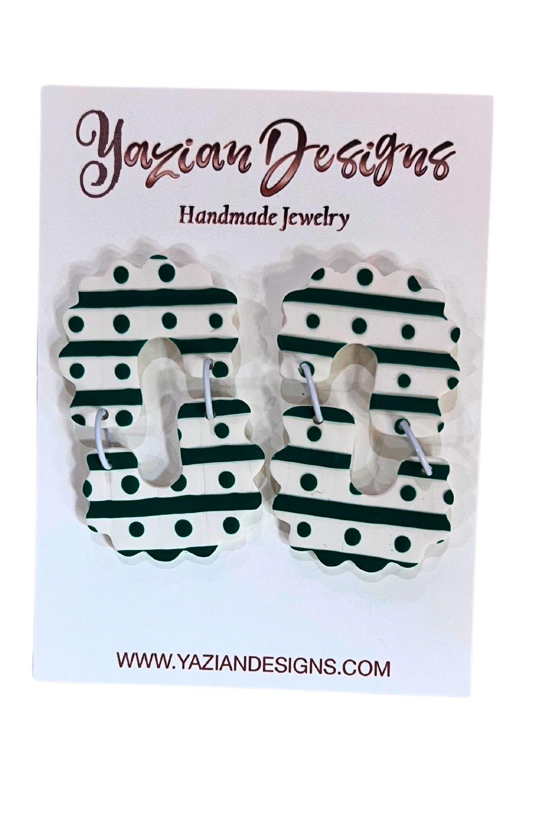 Yazian Designs Green and White Earring Collection
