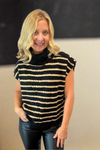 Black Striped Turtleneck Vest