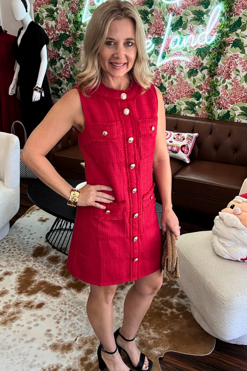 Red Tweed Mini Dress