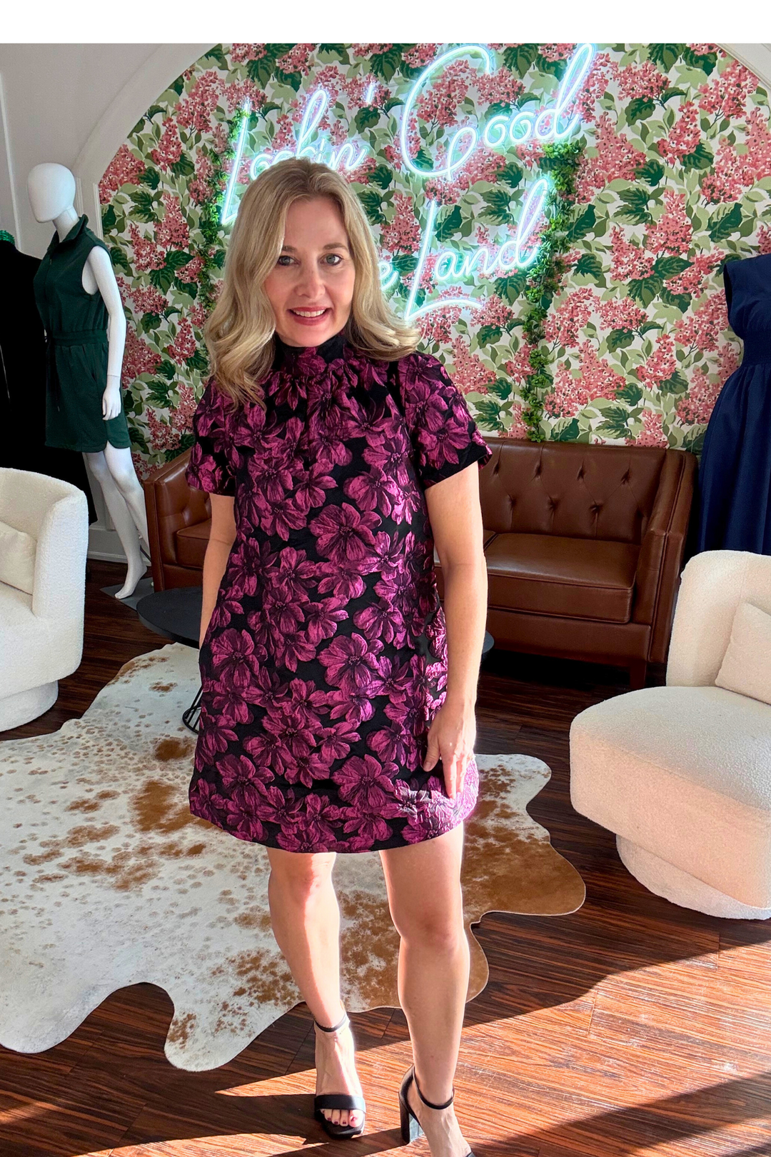 Jacquard Floral Mini Dress Xs Jacquard Floral Mini Dress Xs
