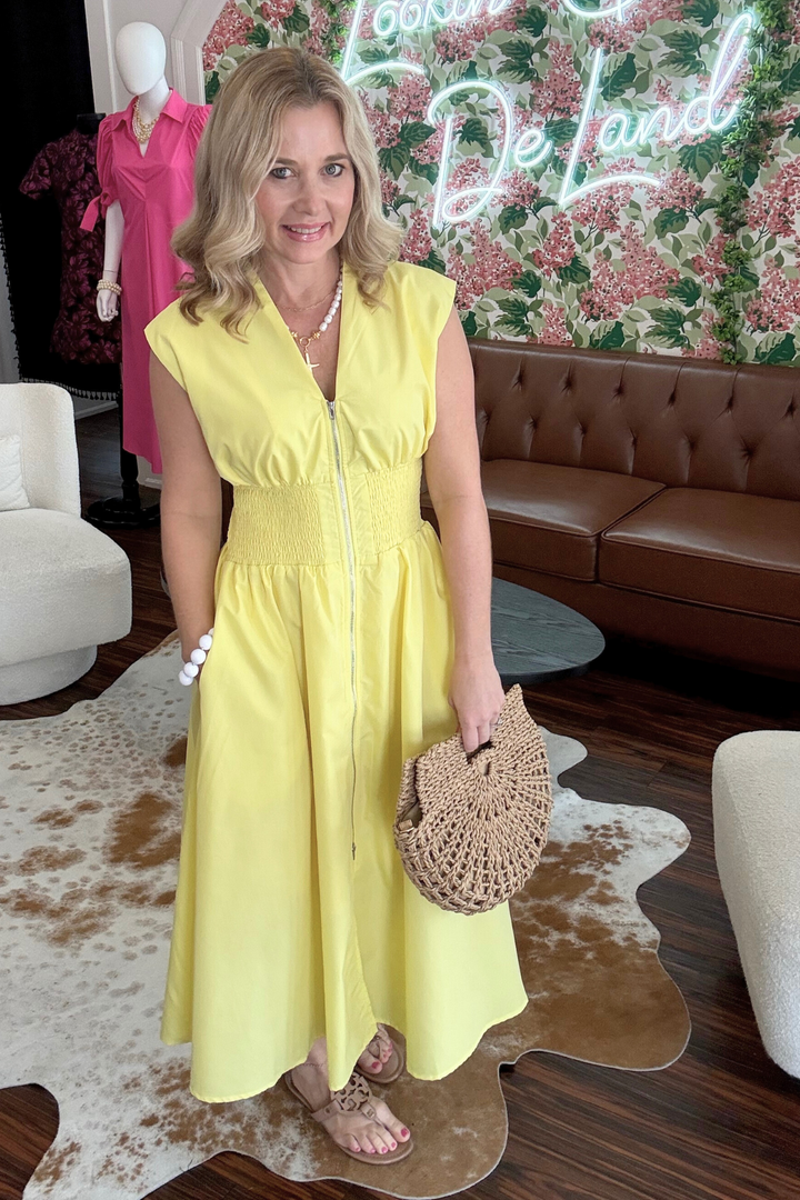 Front Zipper Midi Dress