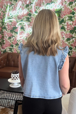 Ruffle Sleeve Denim Vest