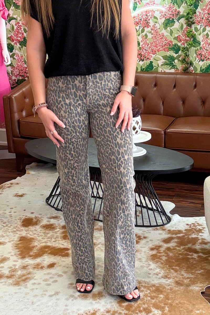 Hidden Cheetah Wide Leg Jeans