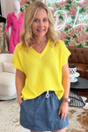 Knit Short Sleeve V-Neck Top