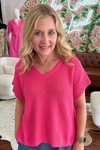 Knit Short Sleeve V-Neck Top
