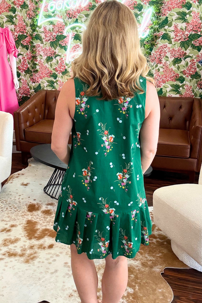 Sleeveless Floral Dress with Collar