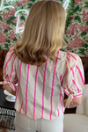Pink and Cream Scallop Hem Short Sleeve Top