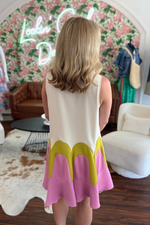 Cream Colorblock Mini Dress with Collar