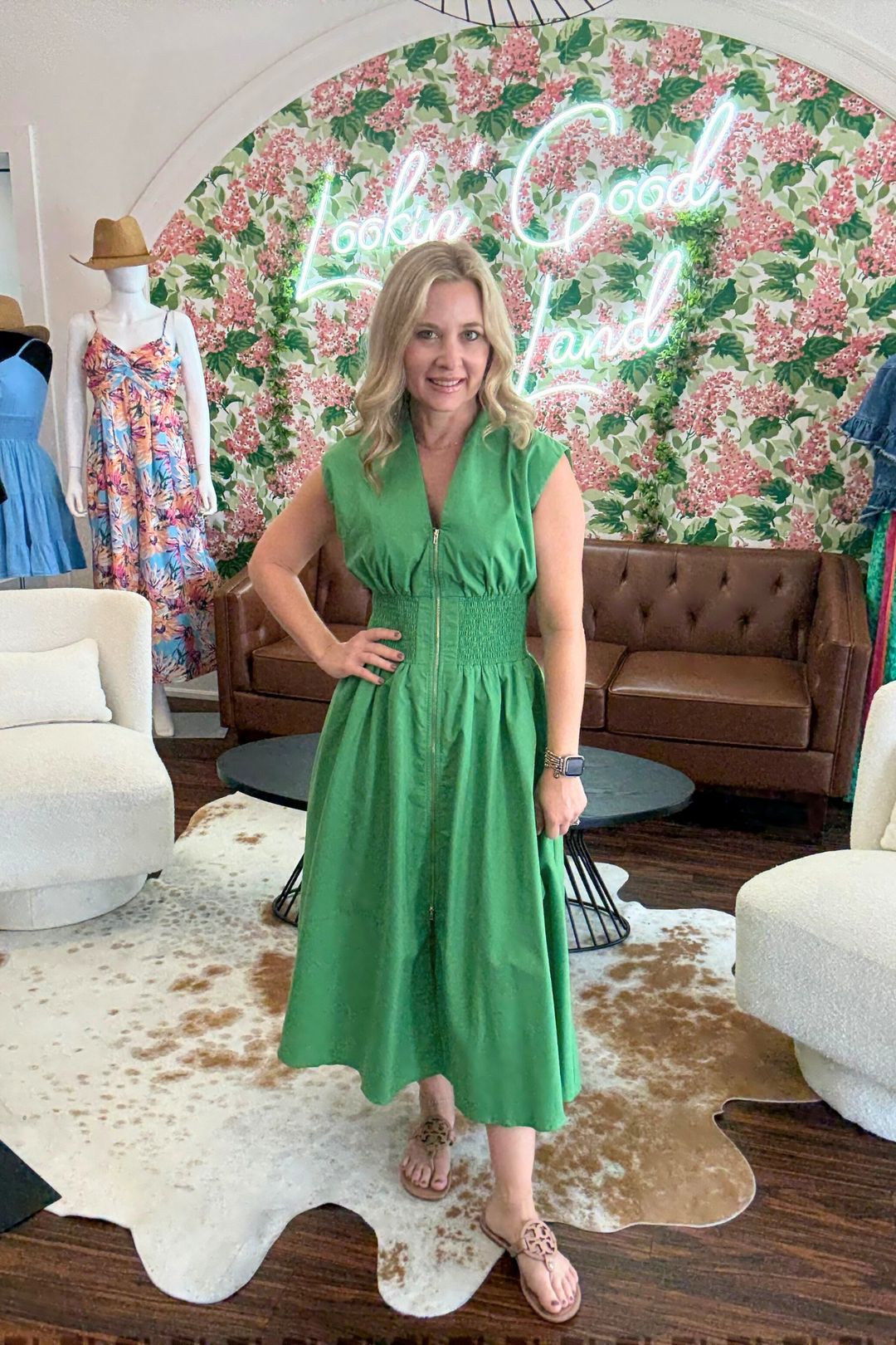 Front Zipper Midi Dress