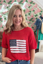 Sequin American Flag Knit Top
