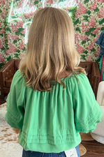 Bubble Hem Quarter Length Sleeve Top