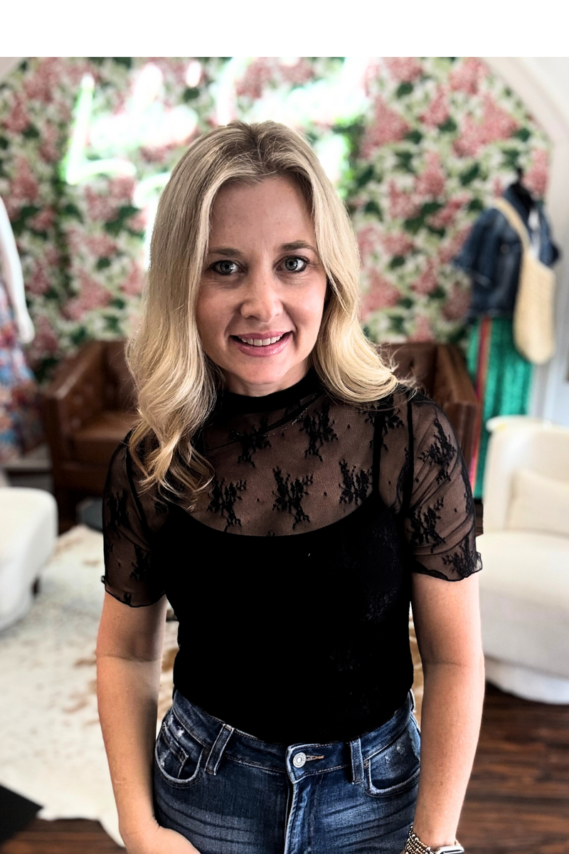 Lace Short Sleeve Top