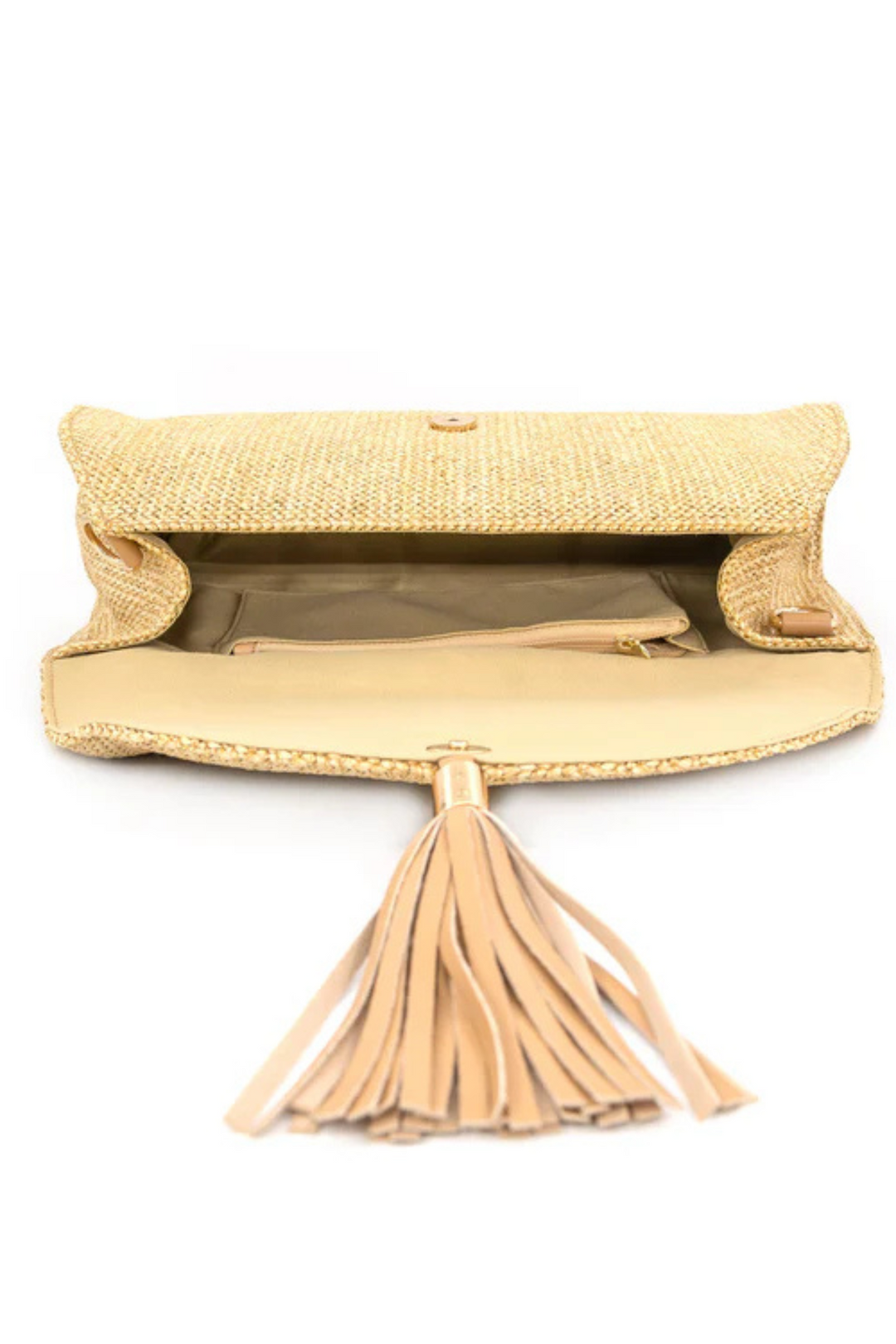 Rattan Clutch with Tassel Detail