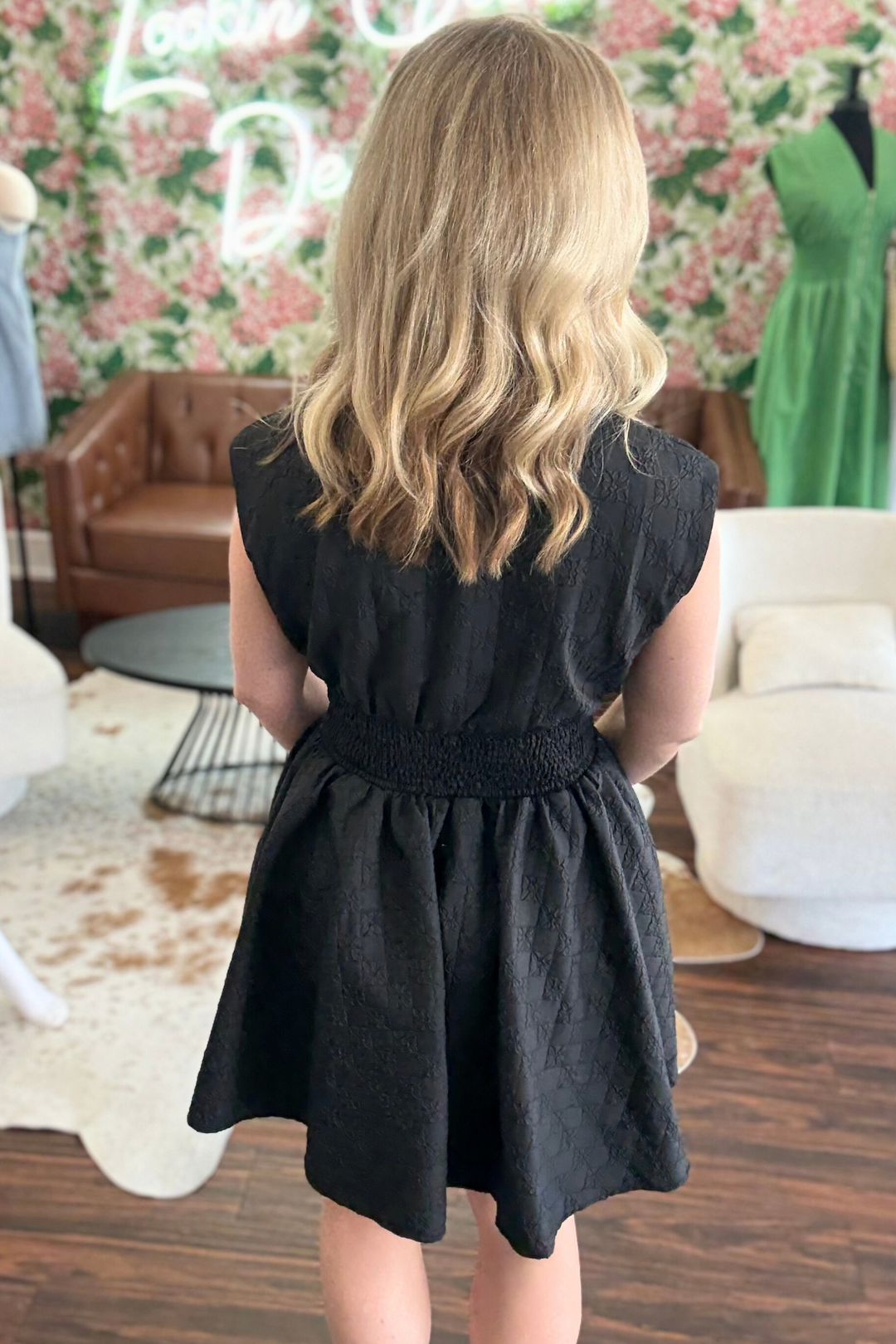 Jacquard Mini Dress with Zipper Detail Front