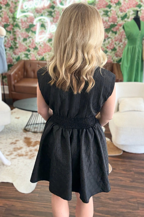 Jacquard Mini Dress with Zipper Detail Front