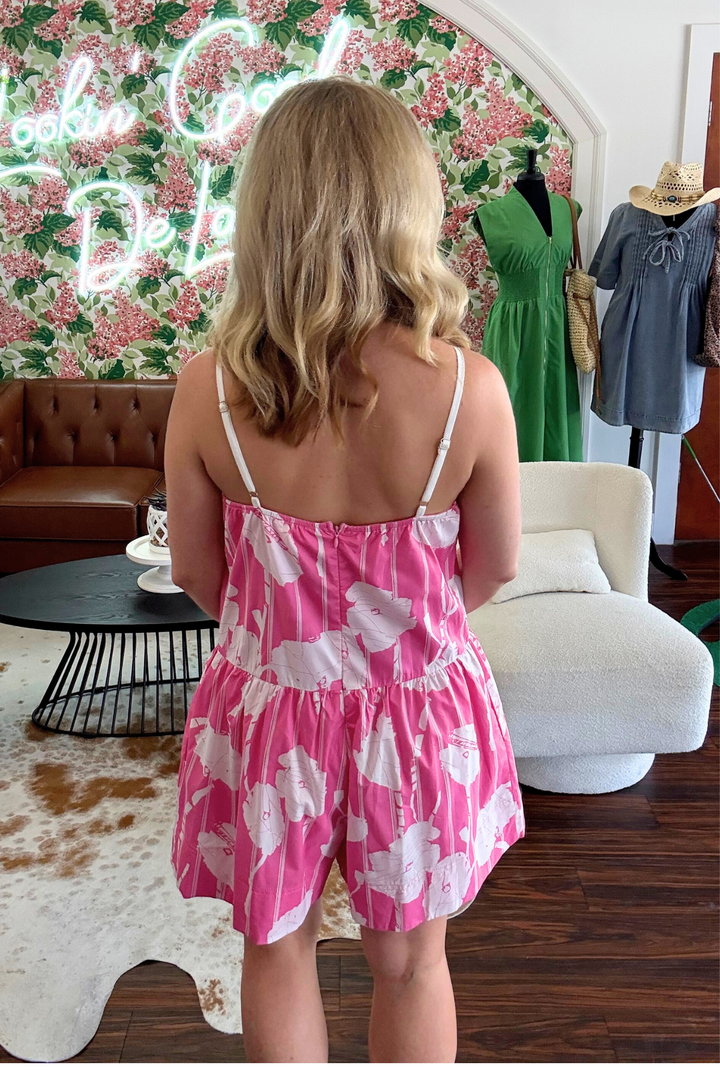 Pink and White Floral Romper