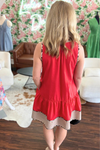 Red Mini Dress with Leopard Print Detail