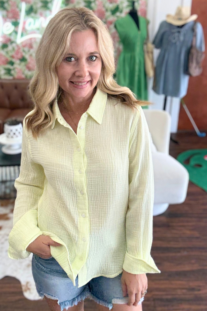 Button Down Gauze Top