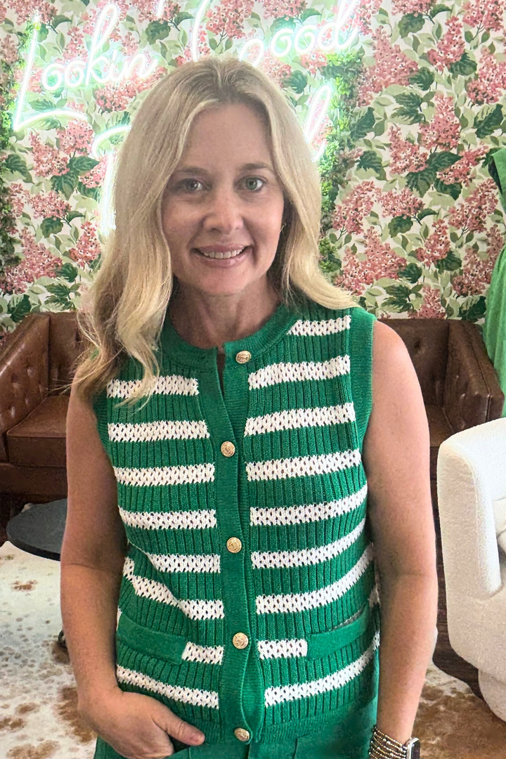 Sweater Vest with Gold Button Detail