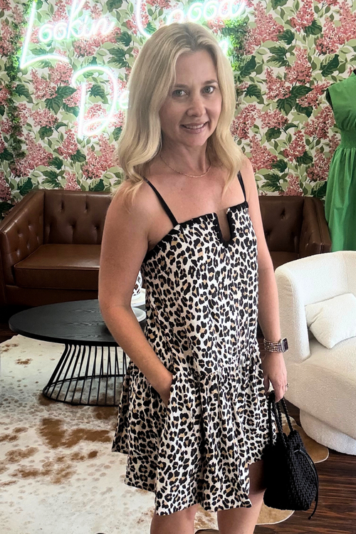 Leopard Print U-Trim Mini Dress