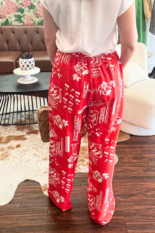 Summer Print Wide Leg Pants