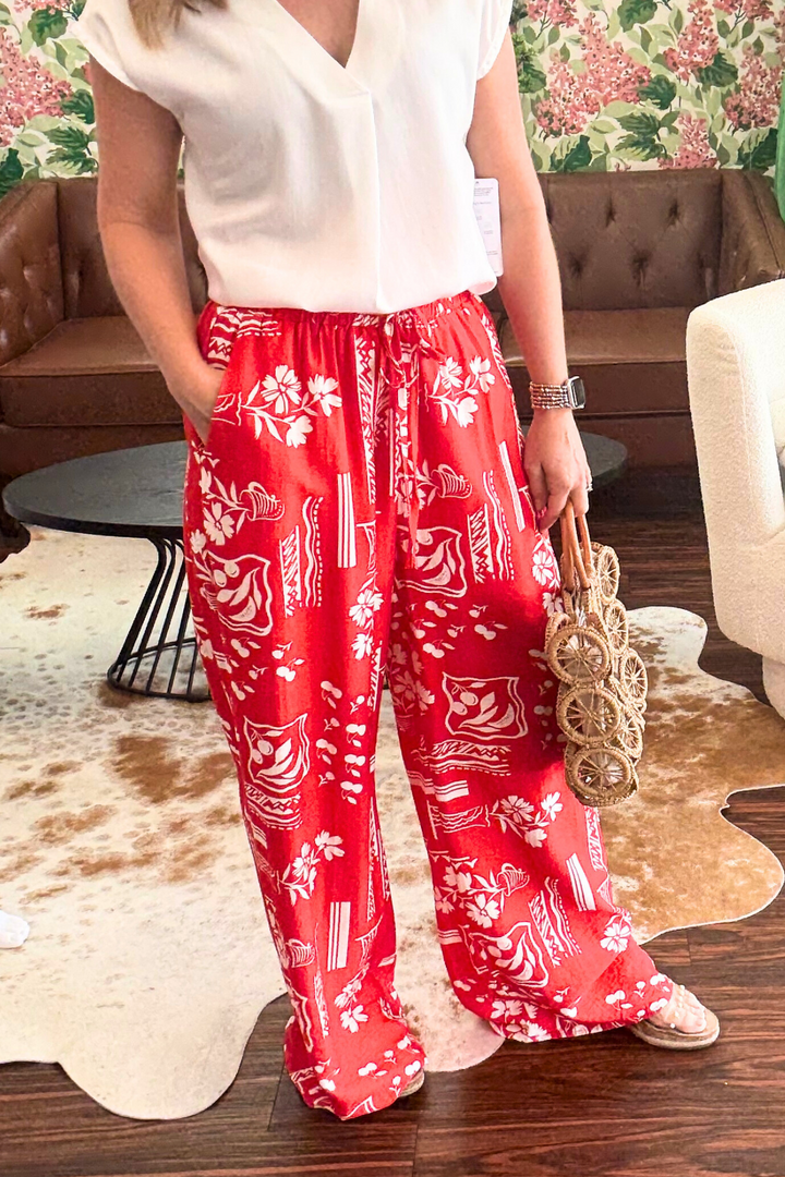 Summer Print Wide Leg Pants