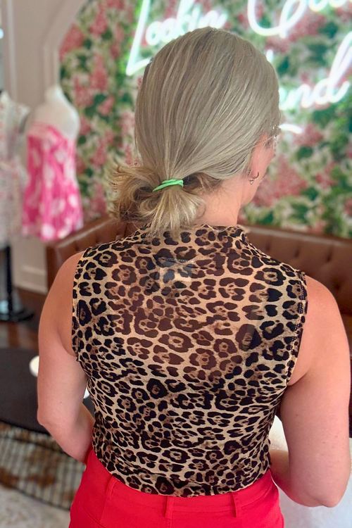 Leopard Print Mesh Tank Top