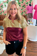 Garnet and Gold Sequin Top