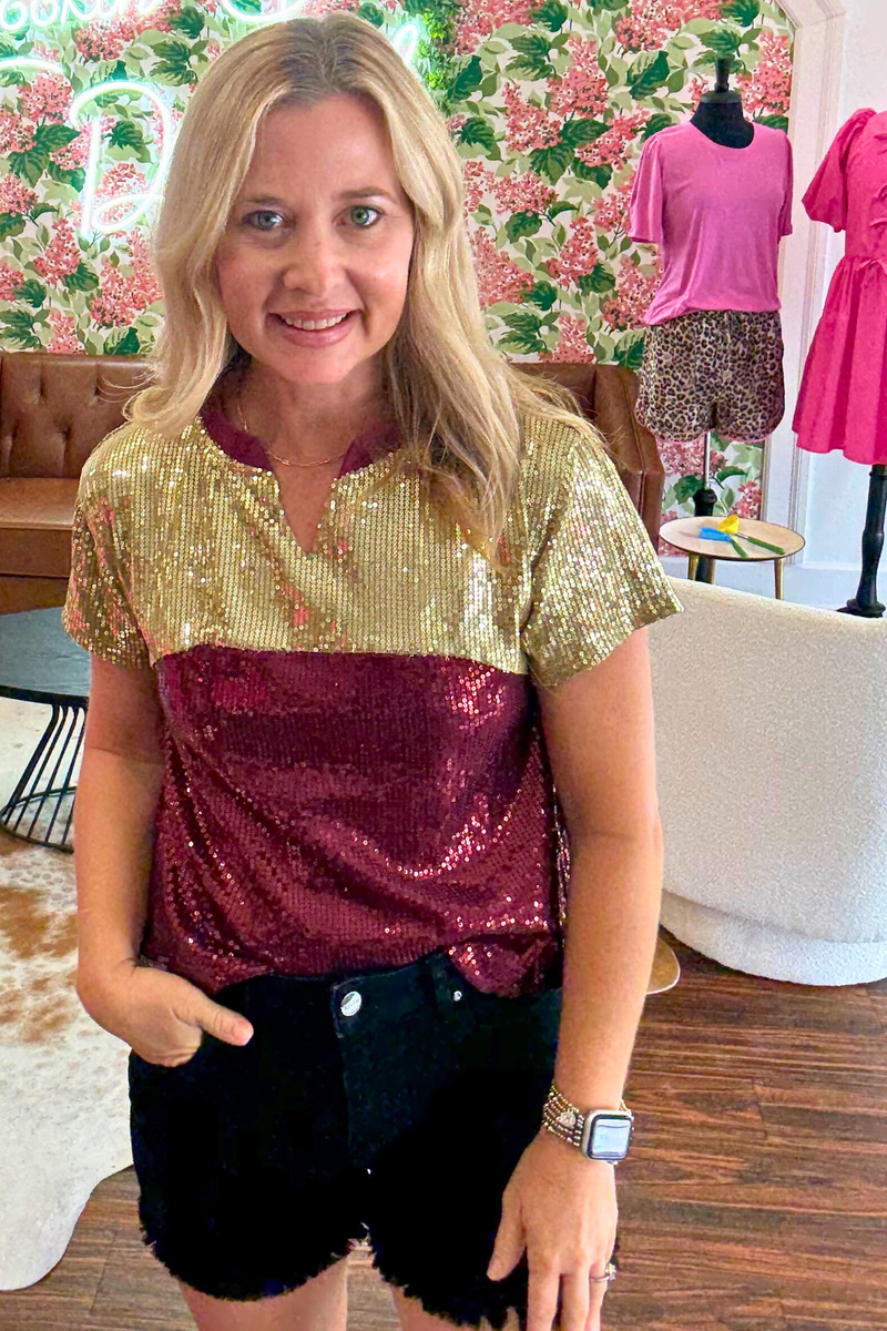 Garnet and Gold Sequin Top