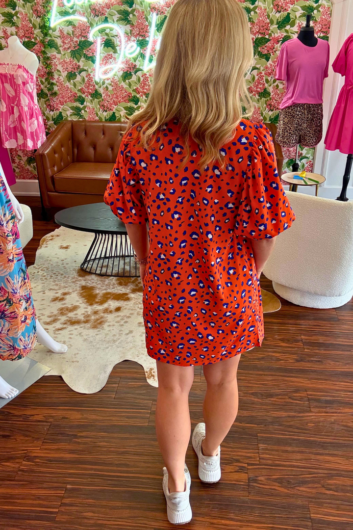 Orange and Blue Animal Print Dress