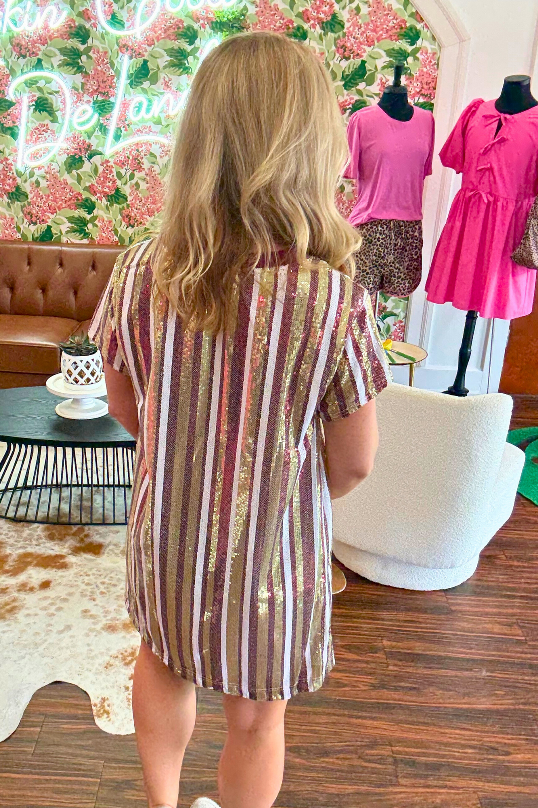 Sequin Game Day Shift Dress M / Garnet/Gold Sequin Game Day Shift Dress M / Garnet/Gold