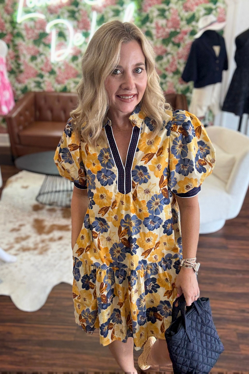 Yellow Floral Mini Dress